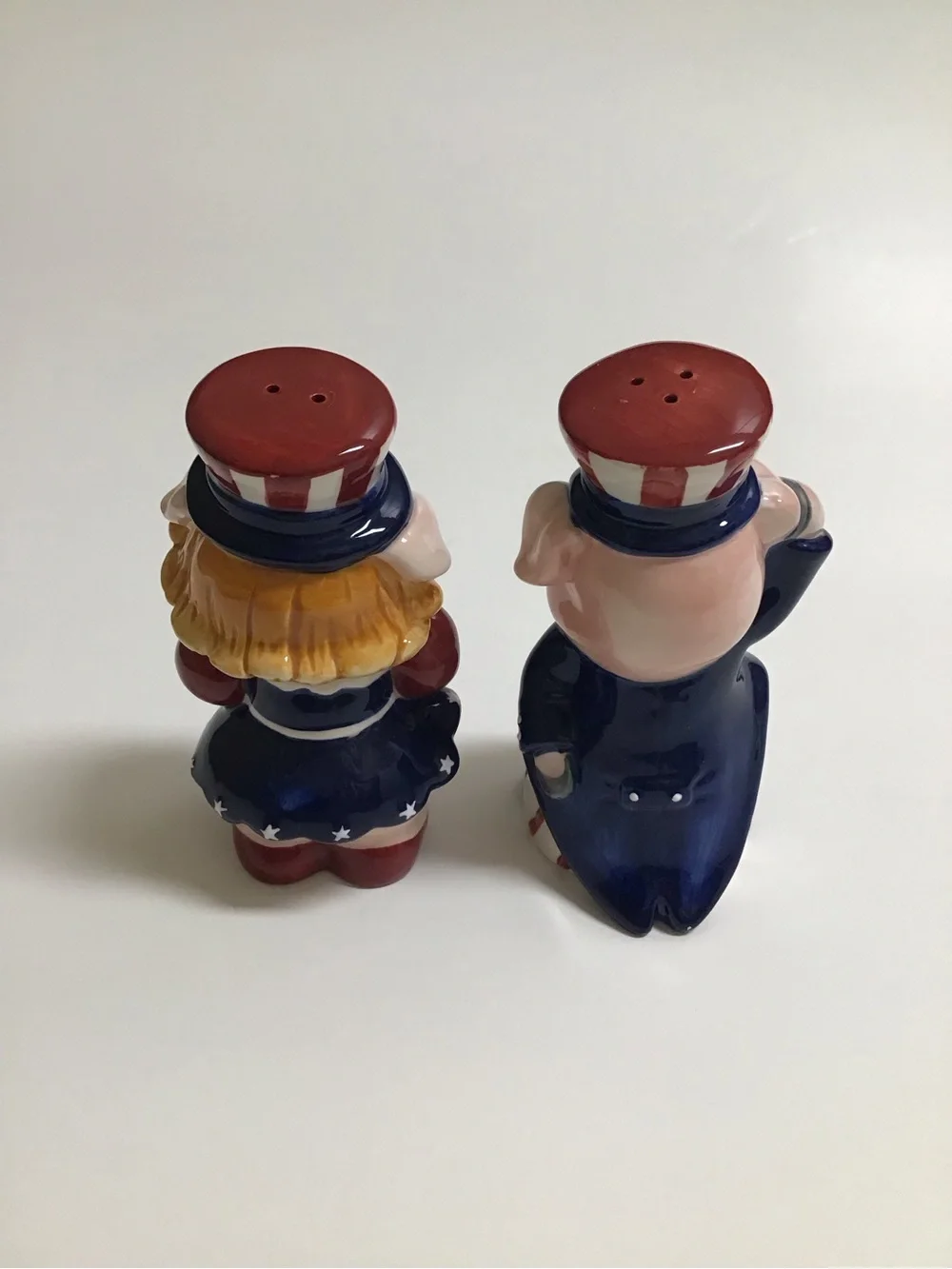 Patriotic Pigs Salt & Pepper Shakers Uncle Sam Americana USA Ceramic 4th of July